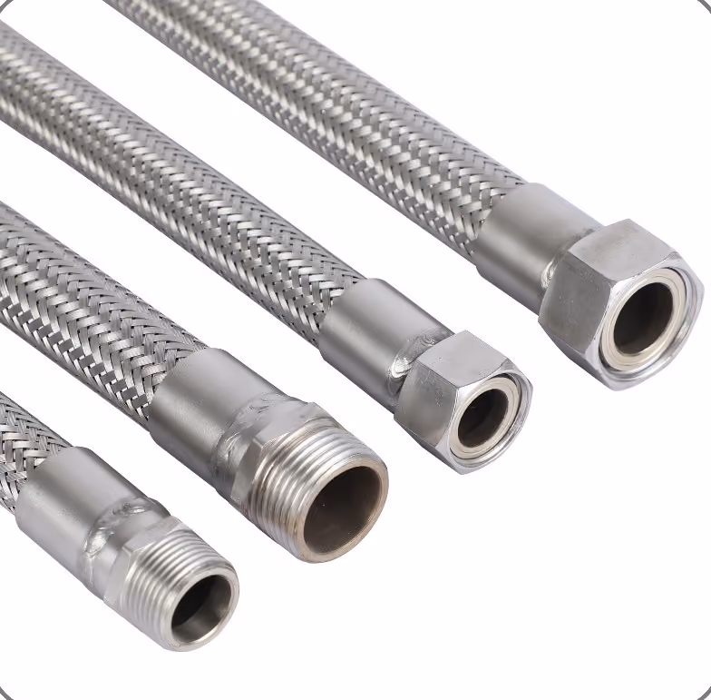 Corrugated stainless steel hose with threaded ends — catalog sample
